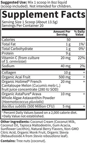 Vista 6 de Garden of Life - Grass Fed Collagen Beauty - Polvo de colágeno para mujeres y hombres, sabor granada y arándano, 20 porciones, para las uñas, piel