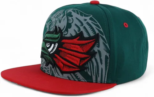 Vista 16 de Hecho En Mexico Águila 3D Bordada Gorra Plana con Cierre Snapback Verde oscuro Negro 4