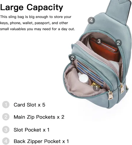 Vista 129 de Telena Riñonera pequeña para mujer, de cuero, cangureras, bolsa de pecho para mujer