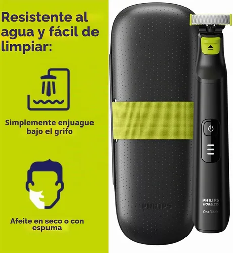 Vista 2 de PHILIPS OneBlade Pro Face + Body Hybrid Electric Trimmer & Shaver, recargable, peine de precisión ajustable de 14 longitudes, kit de cuerpo, hoja