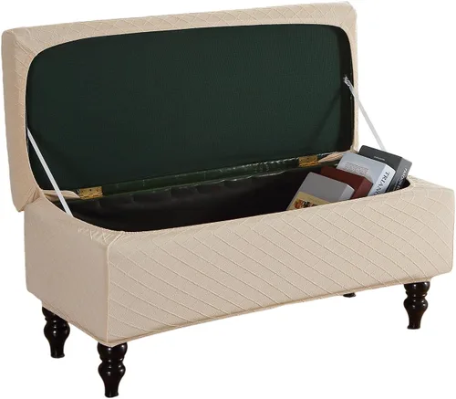 Vista 11 de FUANGUI Funda para Otomán Elástica de Almacenamiento Funda para Banco Otomán Impresa Plegable Banco de Almacenamiento Funda para Otomán Reposapiés
