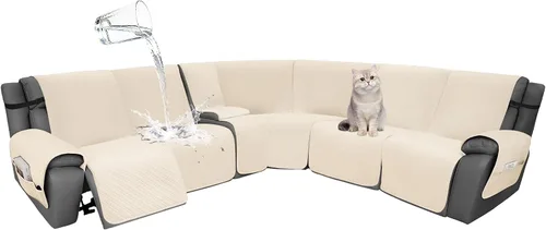 Vista 27 de Fundas de terciopelo 10% impermeables para sofá modular reclinable en forma de L, 1 pieza, fundas acolchadas para sofá reclinable esquinero, juego
