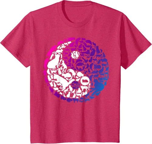 Vista 47 de Cute Kitty Cats and Zen Spirit Peace & Love Yin Yang - Camiseta de gato Negro