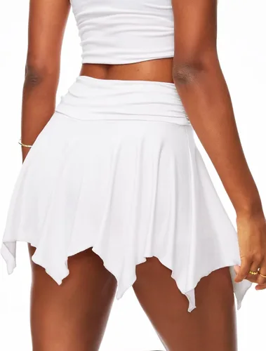 Vista 2 de TZLDN Minifalda fluida para mujer con pantalones cortos de hadas Y2K asimétrica pirata falda pantalón de moda sexy para festivales rave trajes