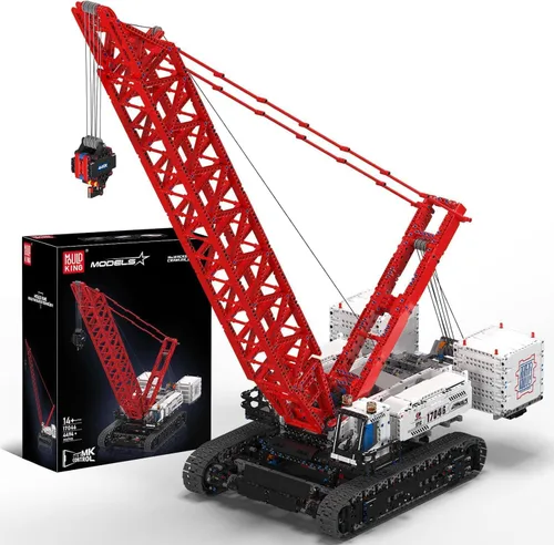 Vista 8 de Mould King Grúa sobre orugas LR13000, kit de bloques de construcción, modelo de grúas de vehículos de construcción técnica con control remoto L-17015