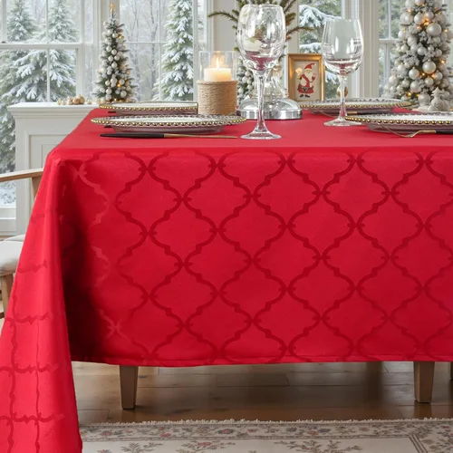Vista 7 de Mantel Sastybale antiarrugas y resistente a las manchas, de tela, rectangular, para mesa de comedor o decoración de fiesta, cubierta de trapo