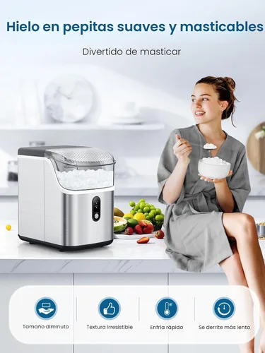 Vista 7 de COWSAR Nugget Ice Makers - Máquinas de hielo de nuggets para encimera, hielo suave masticable en pellets, con función de limpieza automática, 35