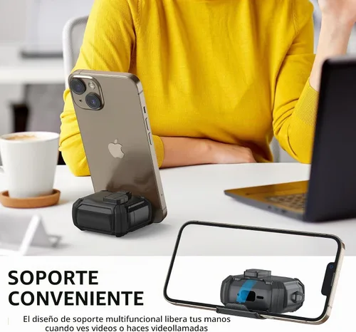 Vista 3 de Meliya Funda para AirPods 4, viene con soporte para teléfono y función MagSafe, funda rígida de protección completa automática emergente con bloqueo