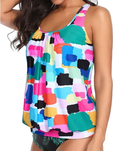 Vista 5 de Yonique Blusa tipo tankini para mujer, sin parte inferior, ajuste holgado, camiseta sin mangas