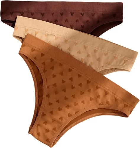 Vista 6 de Floerns Conjunto de 7 piezas de calzones sin costuras con patrón de corazón para mujer