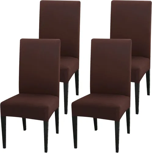 Vista 14 de Juego de 4 fundas para sillas de comedor, fundas elásticas de elastano para sillas de comedor, extraíbles y lavables, protectores desmontables
