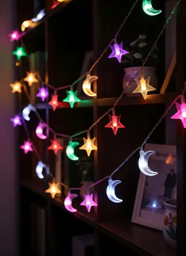 Vista 20 de Cadena de luces con estrellas, 30 LED de cristal, funciona con pilas, 10 pies, decoración para dormitorio