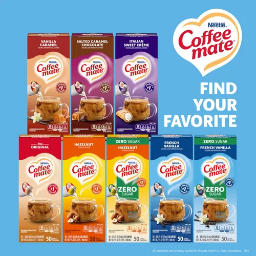 Vista 6 de Nestle Coffee mate Crema para café de sabor French Vanilla, crema líquida en envase individual, sin lácteos, sin refrigeración, 0.375 fl oz
