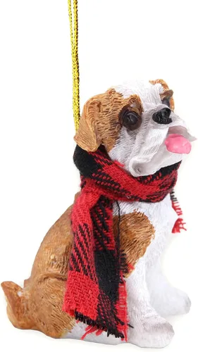Vista 8 de Needzo Adorno navideño de bulldog, decoración festiva para colgar para mascotas, regalos para amantes de los perros, 2.5 x 1.3 x 2.5 pulgadas