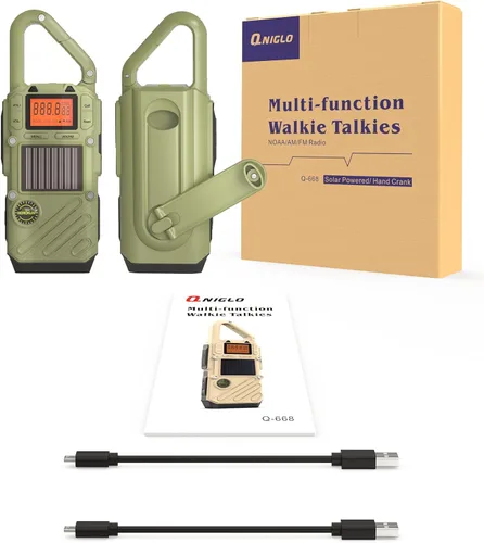 Vista 7 de Walkie Talkies de emergencia para adultos con NOAA, FM, SOS, escaneo y linterna 10 millas, manivela solar/carga USB, campamento VOX, caza