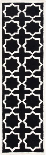 Vista 3 de SAFAVIEH Dhurries Collection DHU549L - Alfombra de lana de tejido plano hecha a mano de 2 pies 6 pulgadas x 6 pies, color negro/marfil