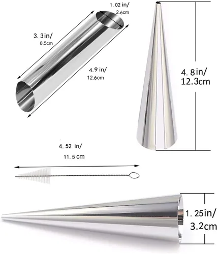 Vista 2 de Moldes de cuerno de crema de acero inoxidable, 21 tubos en forma de cannoli y molde cónico