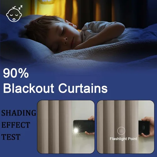 Vista 12 de OWENIE Cortinas 100% opacas de 63 pulgadas de largo, 2 paneles para dormitorio, sala de estar, cortinas superiores con ojales con aislamiento Negro