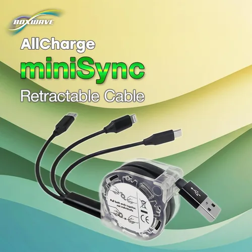 Vista 8 de BoxWave Cable Compatible with Chuwi HiPad Plus - AllCharge miniSync, Retractable, Portable USB Cable - Jet Black