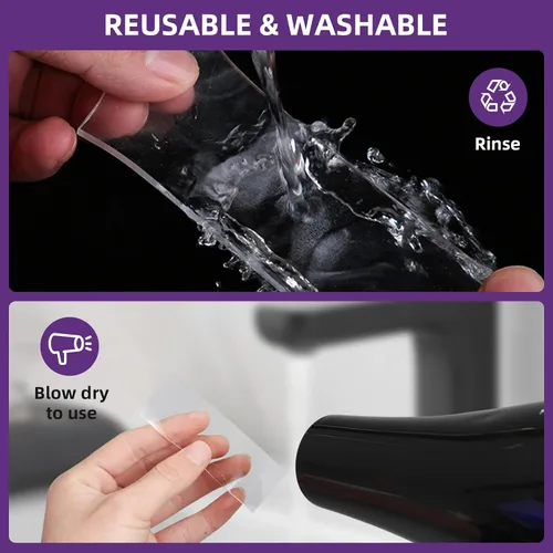 Vista 4 de Cinta adhesiva de doble cara resistente, extra grande, cinta de montaje nano resistente y transparente, tiras de montaje multiusos para colgar