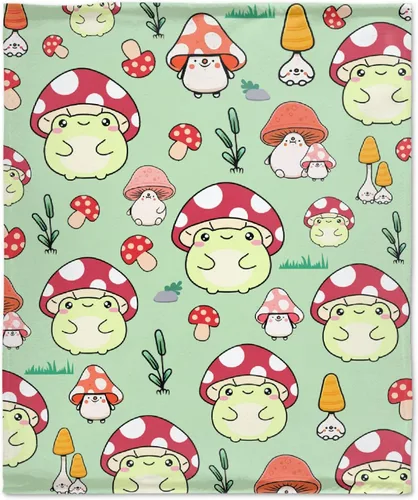 Vista 9 de Manta de rana y hongos, manta suave y acogedora de franela para sofá, cama, sala de estar, 40 x 30 pulgadas (XS) para mascotas