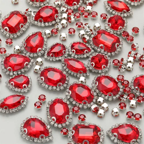 Vista 13 de Diamantes de imitación AB para coser, Choupee 130 piezas de diamantes de imitación para coser con respaldo de metal, engaste de dientes, garra