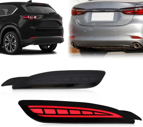 Vista 6 de Conjunto de Luz Antiniebla LED de Lente Roja para Parachoques Trasero Compatible con Mazda 6 2018-2021 cx5 cx-5 2022 Funciona como Lámpara