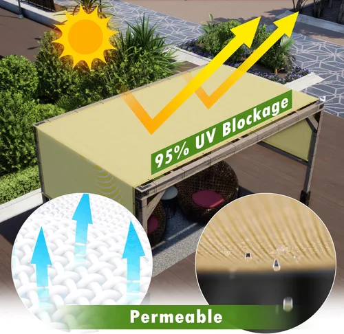 Vista 2 de ColourTree - Toldo de sustitución para pérgola de 8 x 12 pies, color beige, con protección UPF50 y de grado comercial - Tela de 260 GSM para patio