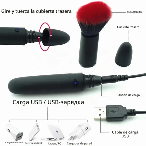 Vista 2 de 10 brochas de maquillaje motorizadas recargables por USB – Multifuncional cepillo de polvo suelto para corrector o rubor