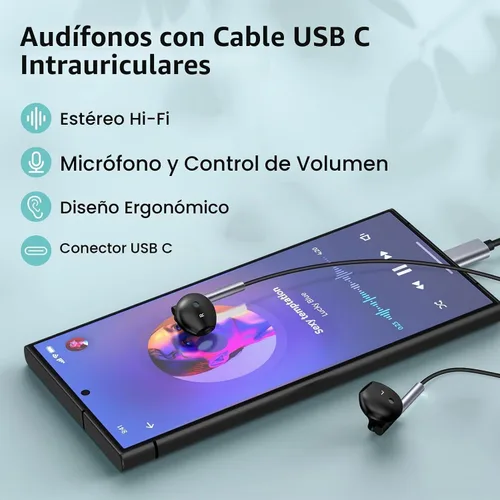 Vista 2 de Auriculares USB C Samsung con cable para Samsung Galaxy S26 S25 Edge S24 Negro puro