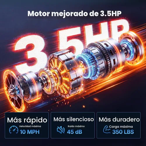 Vista 4 de MERACH Cinta de correr con inclinación automática del 15/18%, cinta de correr de 55"/47"x18"/19" de ancho, 0.5-8.7MPH/10MPH 3.5HP Cinta de correr
