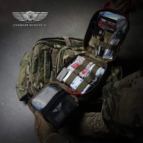 Vista 4 de EVERLIT Kit avanzado de trauma, torniquete CAT GEN-7, compatible con TCCC, bolsa táctica IFAK de combate militar con férula de 36 pulgadas de nylon
