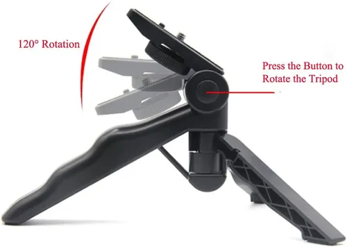 Vista 5 de Mini trípode de mesa plegable con agarre de mano con tornillo de 1/4 de pulgada compatible con Gopro/Smartphones/Cámaras compactas DSLR