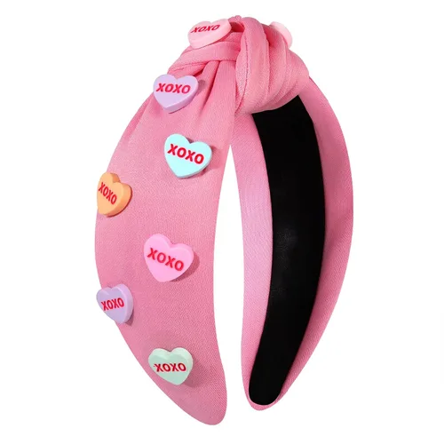 Vista 17 de MOLOCH Diadema de corazón rosa para mujer con diamantes de imitación, diadema de corazón con nudo de cristal, banda ancha de terciopelo a la moda