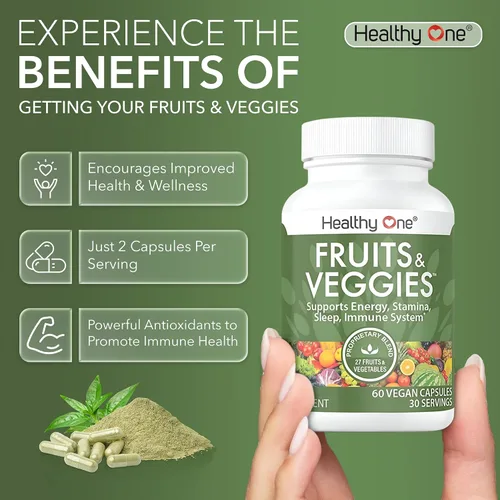Vista 6 de Healthy One - Suplemento de frutas y verduras, 27 superalimentos, vitaminas de frutas y verduras para adultos, píldoras de frutas y verduras