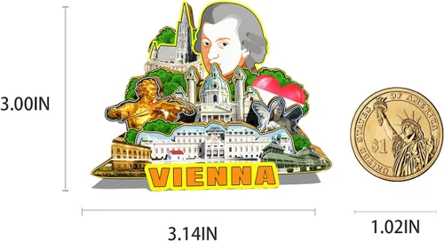 Vista 3 de Austria Viena imán de nevera de madera 3D monumentos de viaje coleccionables recuerdos decoración hecha a mano