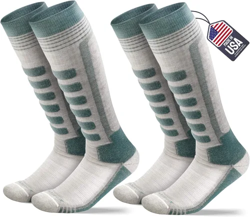Vista 7 de 2 pares de calcetines de esquí de lana merina, fabricados en Estados Unidos, calcetines de esquí y snowboard para hombres y mujeres (Ashland)