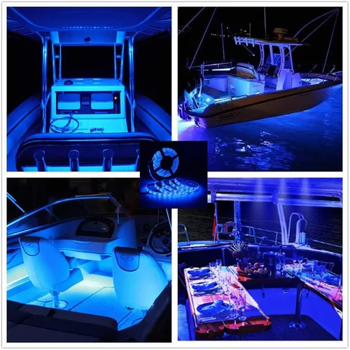 Vista 4 de Boat Strip Lights Waterproof 16.4FT, 12v Blue Marine Pontoon Boat Lights