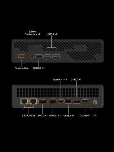 Vista 6 de MINISFORUM MS-A1 Mini Estación de Trabajo Barebone Mini PC, Salida Triple 4K HDMI DP USB-C, 4X Ranura SSD PCIe, 2X Puerto Ethernet 2.5G, 4X USB