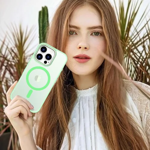 Vista 363 de Anuck - Funda magnética para iPhone 11 compatible con MagSafe, carcasa trasera mate translúcida dura, borde de TPU, delgada, resistente a impactos