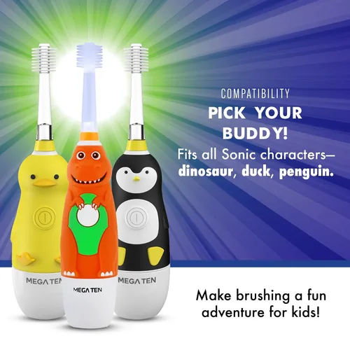 Vista 3 de Brilliant Oral Care Kids Sonic - Cabezales de repuesto suaves para niños a partir de 5 años, naranja, paquete de 2