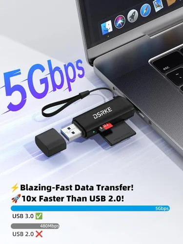 Vista 2 de Lector de tarjetas SD, doble ranura USB 3.0 USB C a adaptador de tarjeta micro SD Aluminum Memory Card Reader for SD/microSD/SDXC/SDHC. Compatible