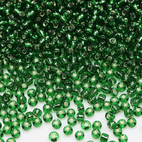 Vista 11 de Bala&Fillic Cuentas de cristal de tamaño 12/0, color verde militar, 0.079 pulgadas (0.079 in), cuentas de semillas con forro plateado transparente