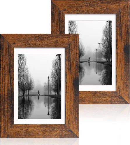 Vista 129 de iRahmen - Juego de 2 marcos de fotos de 4 x 6, marco de madera negro con cristal de alta definición, para mostrar fotografías de 3.5 x 5