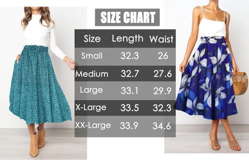 Vista 5 de Afibi Falda de gasa con estampado floral de cintura alta para mujer, estilo swing, de playa, midi, larga con bolsillos Negro