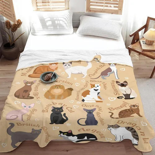 Vista 4 de Manta de gatos para amantes de los gatos - 40x50 pulgadas, mantas de franela suaves con patrón de gatos lindos, acogedoras, para gatos de raza