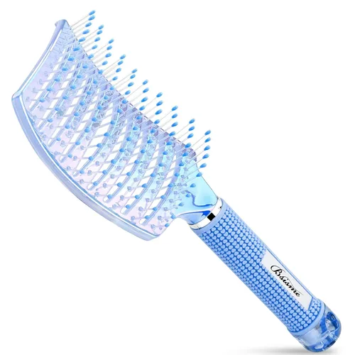 Vista 11 de Cepillo de pelo, cepillo profesional curvado ventilado con cerdas de 0.984 in para un secado más rápido, desenredar para cabello húmedo y seco Marrón