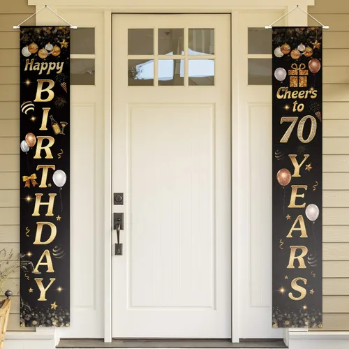 Vista 37 de Cartel de Feliz cumpleaños para la puerta, color negro