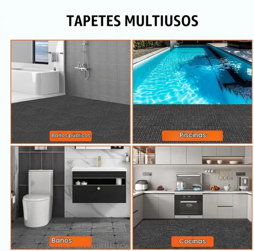 Vista 6 de VEVOR Alfombra Modular Entrelazada, Paquete de 12 Piezas de 30,5 cm x 30,5 cm, Azulejos de Drenaje de PVC Suave Entrelazados, Agujeros de Drenaje