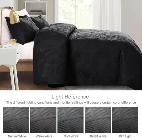 Vista 3 de Exclusivo Mezcla Twin Size Quilt Set, Black Soft Bedspreads with 1 Pillow Sham, Modern Striped Pattern, Lightweight Bedding Set Coverlets for All